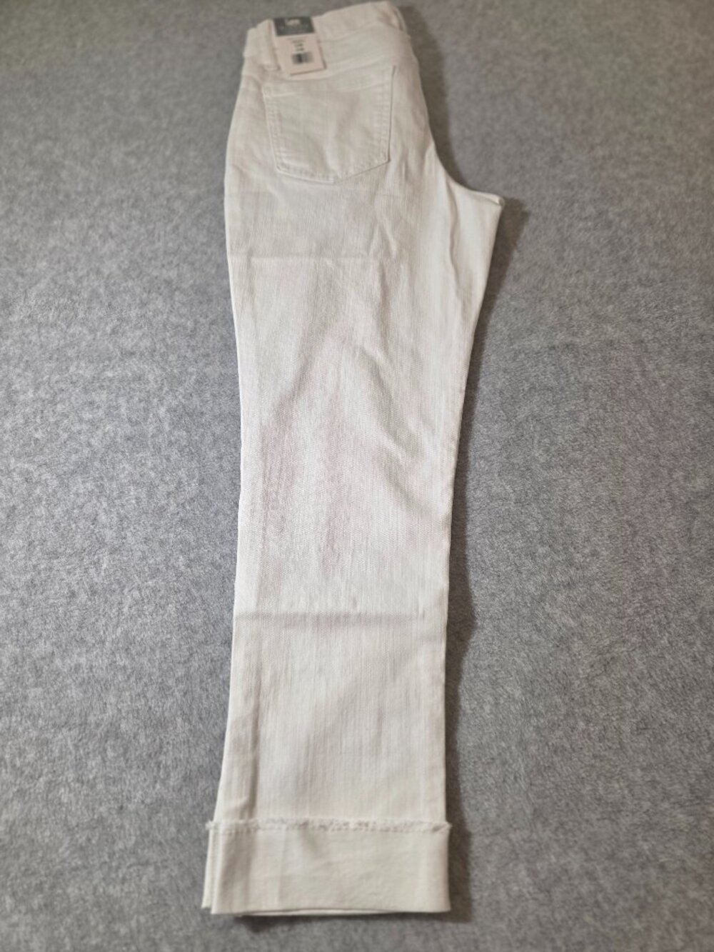 Riders by Lee Indigo White Denim Crop Fringe Cuff Pants Size 6